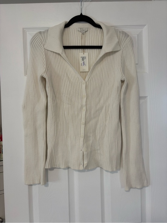 Z Supply Tops - Z Supply Cream Ribbed Button-Front Knit Top